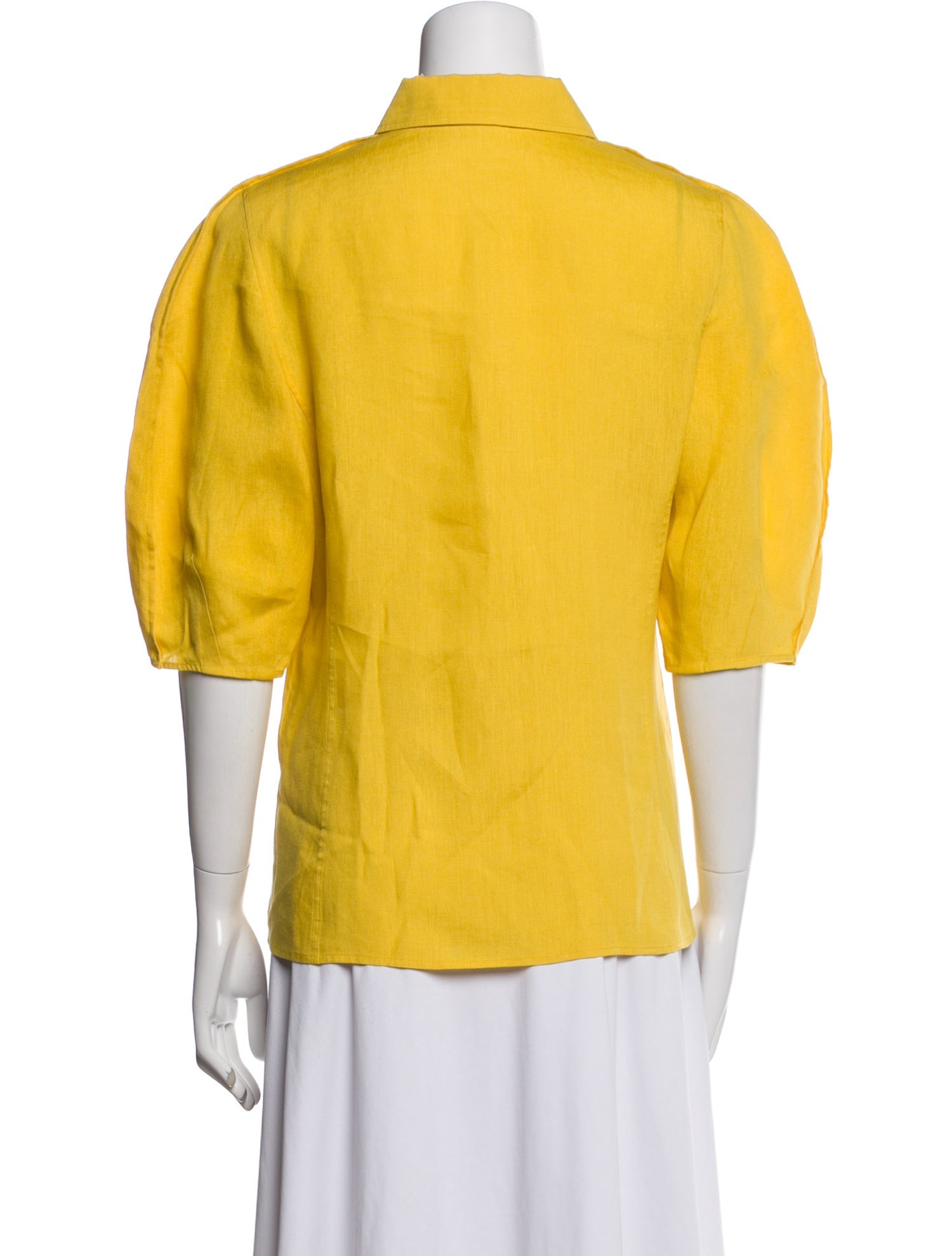 Gabriela Hearst Linen Three-Quarter Sleeve Button-Up Top